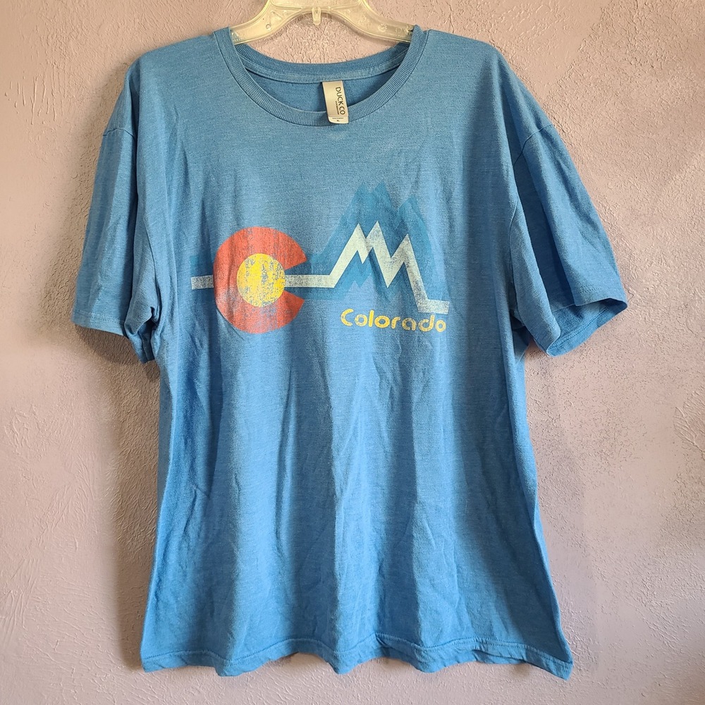 Duck Co Colorado‎ Graphic T Shirt Mens XL Heather Blue Mountains State Pride